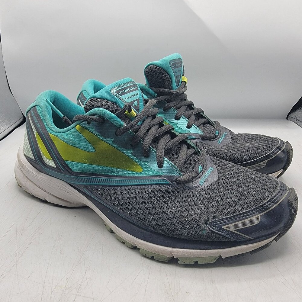 Brooks Launch 4 Womens 9.5 Gray Blue Athletic Shoes Casual Outdoors Lightweight